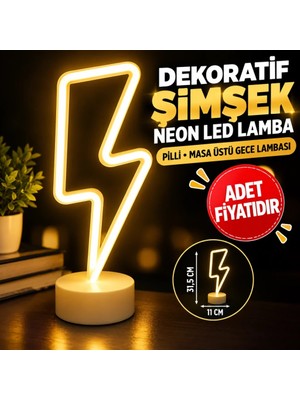 Milas Toptan mt Dekoratif Şimşek Şeklinde Pilli Neon LED Lamba Süs Masa Lambası