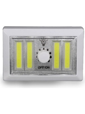 Milas Toptan mt 4 Ledli Pilli LED Lamba Güç Ayarlı LED Portatif Lamba LED Işık - Mıknatıslı Yapışkanlı