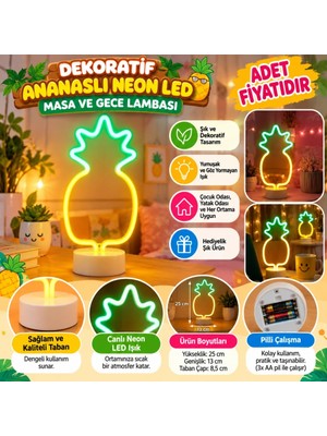 Milas Toptan mt Dekoratif Ananaslı Neon LED Masa ve Gece Lambası Hediyelik Lamba
