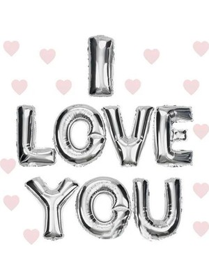 Milas Toptan mt I Love You Folyo Balon Gümüş Renk 35 cm