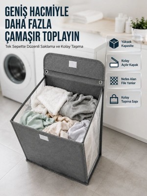 Die Grup Modern Tasarımlı Duvara Monte Kirli Çamaşır Sepeti Pratik Saklama Çözümü