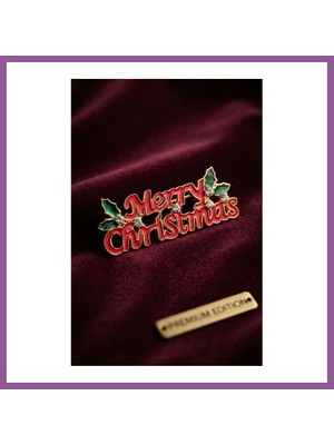 Ren.ga.renk Yılbaşı Temalı Merry Chirstmas Yazılı Broş Rengaren