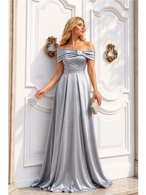 Twin Store Saten Elbise Maxi Abiye Straplez Kumaş · Renk: Mor · Beden: Xl Bzstwın