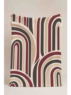 Luvis Store Burgundy Curve Geometrik Desenli Çok Amaçlı Polar Battaniye & Örtü