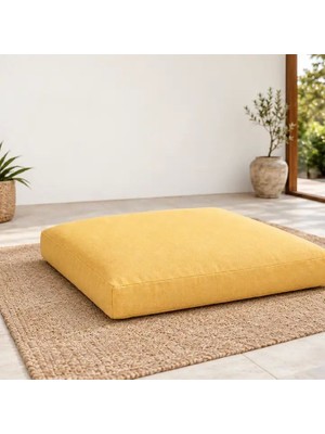 Meks Düz Kare Yer Minderi · 60 × 60 × 8 cm · Hardal