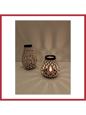 Bezos 3D Baskı Modern Izgara Desenli Rüzgar Feneri Tealight Mumluk Dekoratif Mum Tutucu Strsnl