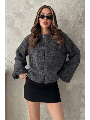 Maxi Modena Füme Peluş Kısa Ceket