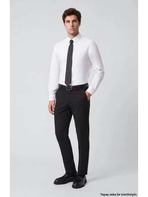 Network Siyah Slim Fit Düz Dokuma Pantolon