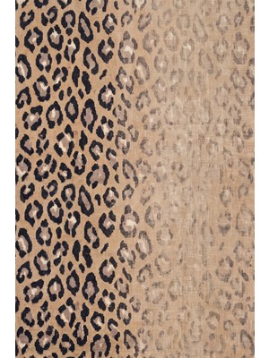 Rugzella Tarçın Tonlu Leopar Benekli Krem ve Vizon Animal Print Hayvan Yıkanabilir Halı