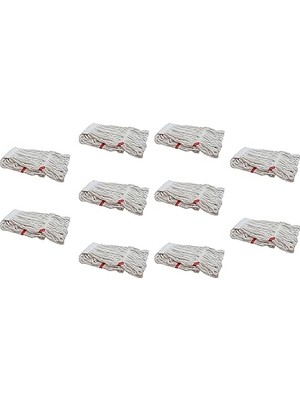 Toptan Budur Mop, Geniş Yedek Islak Paspas Ucu Başlığı Püskül - Pamuklu - 320 Gram. - 25 Cm. - Beyaz - 10