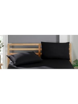 Toptan Budur 2 Adet Pamuklu Yastık Kılıfı 50 x 70 cm Siyah