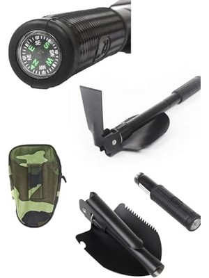 Toptan Budur Portatif Çantalı Pusulalı Katlanabilir Metal Kazma Kürek Seti, CHRMK13443