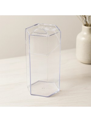 Urfakent Kapaklı Makyaj Fırça Organizeri (6 Bölmeli) Mika Kristal Plastik 10X8.9X20 cm