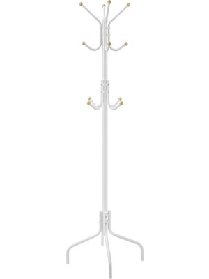 Songmics Songmıcs Portmanto, Elbise Askısı, Metal, 12 Kancalı, Gardırop, 4 Ayak, Manto, Şapka, Çanta, Koridor, Yatak Odası, Ofis Için, Beyaz RCR031W01