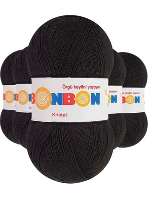 Marsilyan 5 Adet Kristal El Örgü Lif Ipi Siyah 98206 - Bonbon Mudanis