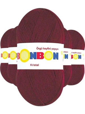 Marsilyan 5 Adet Kristal El Örgü Lif Ipi Bordo 98220 - Bonbon Mudanis