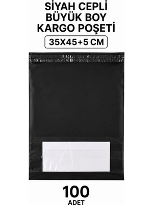 Marsilyan Siyah Cepli Büyük Boy Kargo Poşeti 35X45+5 cm 100 Adet