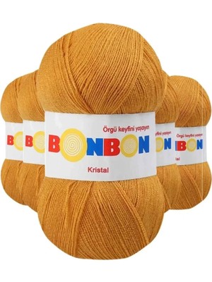 Marsilyan 5 Adet Kristal El Örgü Lif Ipi Hardal 98415 - Bonbon Mudanis