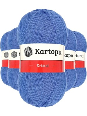 Marsilyan 5 Adet Kristal Çift Katlı El Örgü Lif Ipi Koyu Mavi K535 - Kartopu Mudanis