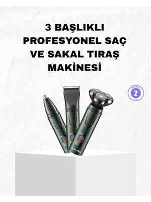 Marsilyan Şarjlı ve Kablosuz 3 Başlıklı Profesyonel Bakım Seti – Saç, Sakal, Burun ve Kulak Düzeltici