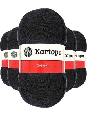 Marsilyan 5 Adet Kristal Çift Katlı El Örgü Lif Ipi Siyah K940 - Kartopu Mudanis