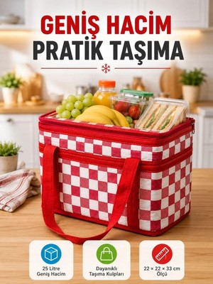 Marsilyan Isı Yalıtımlı Termos Piknik Çantası Geniş Hacimli Soğuk ve Sıcak Taşıma Çantası