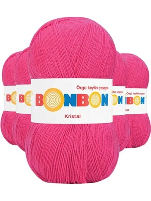 Marsilyan 5 Adet Kristal El Örgü Lif Ipi Koyu Pembe 98403 - Bonbon Mudanis