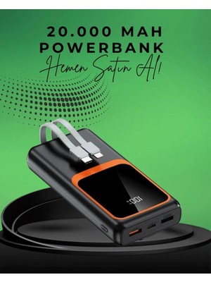 Marsilyan 20000 Mah Taşınabilir Powerbank | Çok Kablolu, Hızlı Şarj Destekli (22.5W)