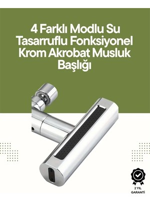 Marsilyan Krom Musluk Başlığı | 4'ü 1 Arada Su Çıkışı | Kolay Montajlı
