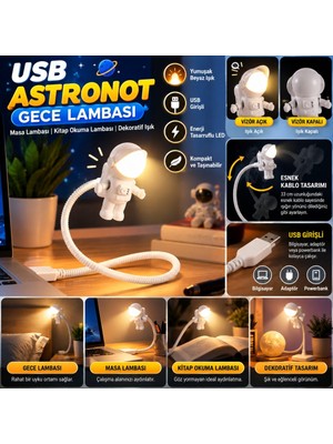 Bezos USB Astronot Gece Lambası, Masa Lambası, Kitap Okuma Lambası Işığı Gambera1