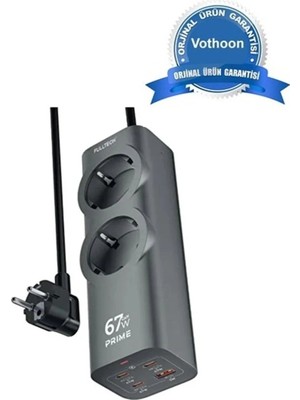Hace Bazaar 67W Hızlı Şarjlı Akıllı Çoklu Priz – 2000W Güç, 2 Usb-C + 2 Usb-A Çıkışlı, Telefon & Laptop Uyumlu