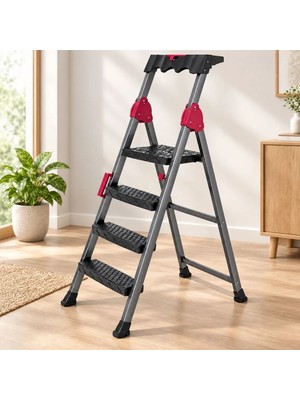 Hace Bazaar 3+1 Basamaklı Metal Merdiven - 150 kg Taşıma Kapasiteli