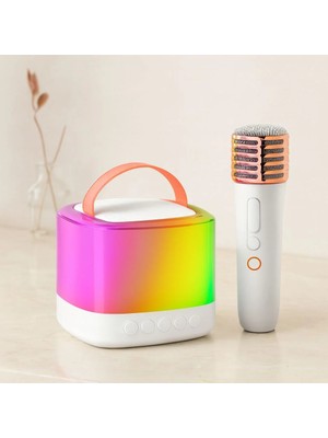 Hace Bazaar Kablosuz Mikrofonlu Karaoke Hoparlör (Bluetooth, Beyaz, USB Şarjlı)