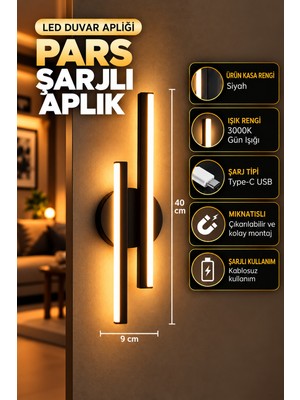 Neeko PARS Şarjlı Modern LED Duvar Apliği Günışığı Taşınabilir Usb