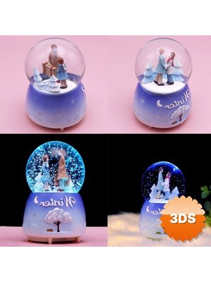 3D Sepetim Işıklı Kar Püskürten Kış Masalı Temalı Kar Küresi
