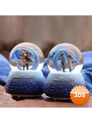 3D Sepetim White Moon Kar Küresi Orta Boy