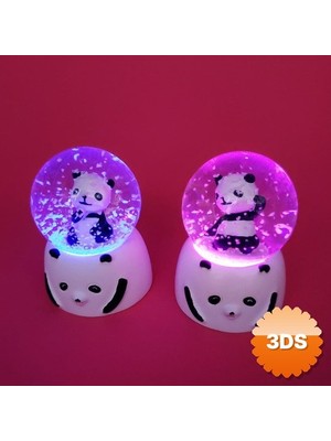 3D Sepetim Mini Işıklı Panda Kar Küresi