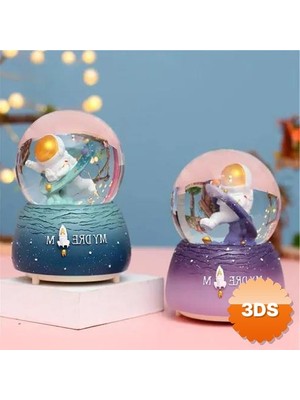 3D Sepetim Sevimli Astronot Kar Küresi, "MY DREAM" Roket Tabanlı