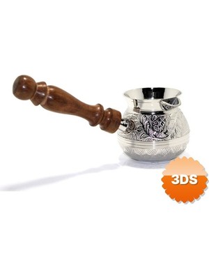 3D Sepetim Pirinç Cezve 3 İnç El Yapımı Sunum Cezvesi