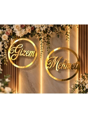 Galeria Aynalı Pleksidekor (Yapışkanlı) 2li Isim Kişiye Özel 30 cm Süs Organizasyon-Nişan-Nikah Altın .^isimleri Belirtiniz