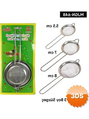 3D Sepetim 3 Boy Süzgeç Seti İç İçe Geçebilir Mutfak Süzme Kiti