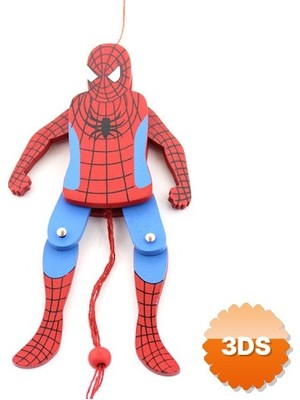 3D Sepetim Ahşap Sallanan Örümcek Adam Figürü, 19 cm Dekoratif ALK1195