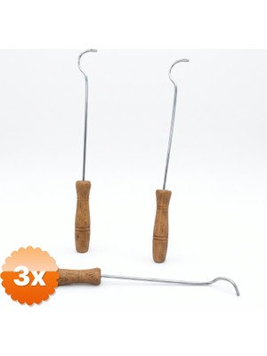 3D Sepetim 3 Adet Metal Soba Kapak Açacağı Ahşap Saplı Güvenli Kullanım