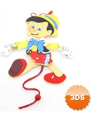 3D Sepetim Ahşap Sallanan Pinokyo Figürü