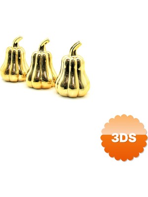 3D Sepetim Orta Boy Balkabağı Tasarımlı Süs Eşyası Seramik Parlak Altın