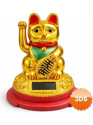 3D Sepetim Güneş Enerjili Pati Sallayan Şans Kedisi Maneki Neko