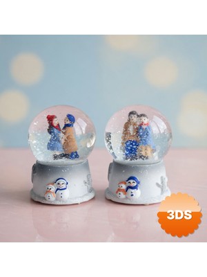 3D Sepetim Mini Boy Işıklı Kar Küresi Kış Masalı Tasarımlı Romantik Hediyelik