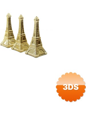 3D Sepetim Küçük Boy Eyfel Kulesi Tasarımlı Seramik Biblo Parlak Altın Dekoratif Süs