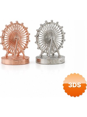 3D Sepetim Küçük Boy Metalik Dönme Dolap Biblosu Ain Dubai Figürü Dekoratif Süs Eşyası