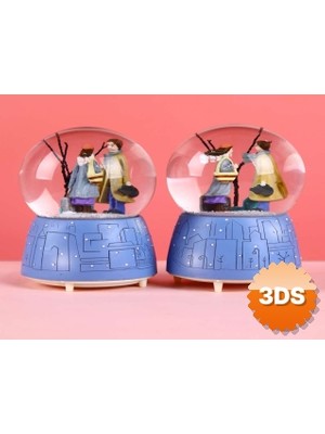3D Sepetim Işıklı Müzikli Kar Küresi Orta Boy